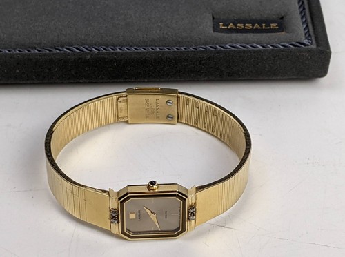 Vintage Lasalle Womens Watch Japan 1230-5769 w/ Box Stainless Steel Quartz Gold - Picture 2 of 20