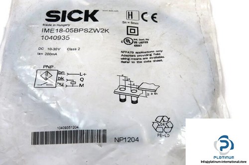 SICK IME18-05BPSZW2K INDUCTIVE PROXIMITY SENSOR-1040935 - Picture 2 of 3