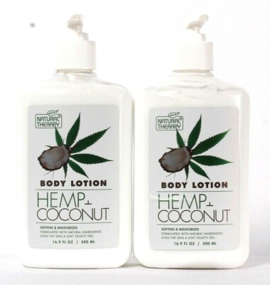 2 Bottles Natural Therapy 16.9 Oz Hemp & Coconut Softens Moisturizes Body Lotion