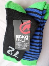 2 Pair Ecko Unlimited Men Crew Socks Large Neon Green Blue Black Rhino 6 1/2-12