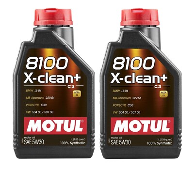 Motul 8100 X-Clean+ 5W30 Engine Oil 1 Liter (106376) (2 PACK)