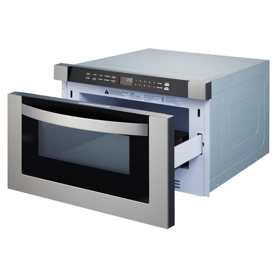 Cosmo 1000W 1 2 CuFt Stainless 24 Built In Microwave Drawer COS Cosmo 1000w 1 2 cuft stainless 24 built in microwave drawer cos