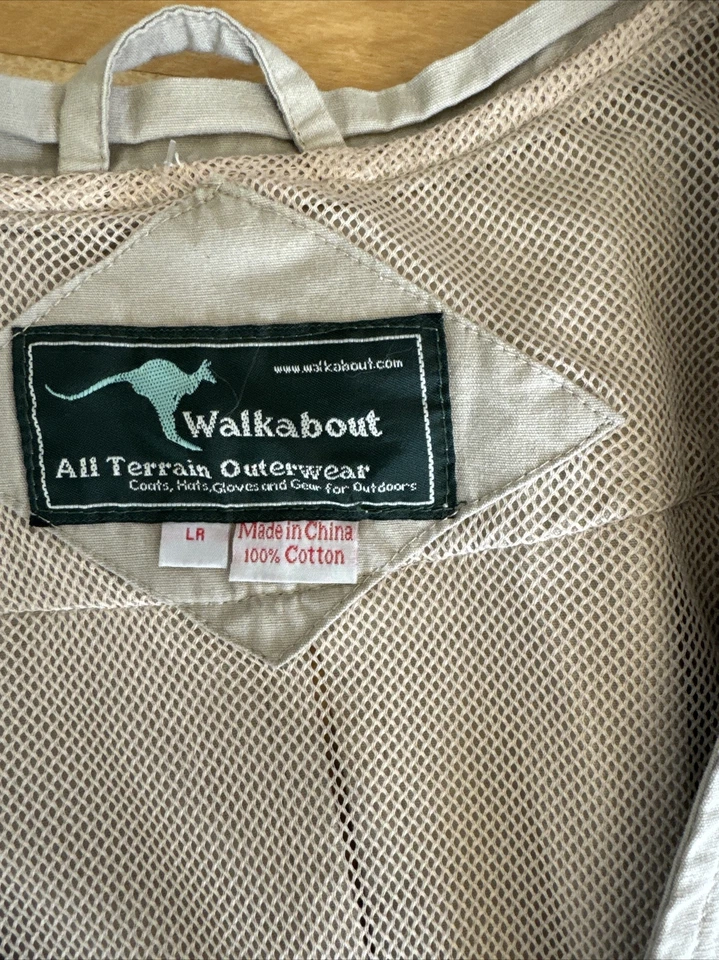 Walkabout Safari Vest Men’s L Tan Pockets Fishing Hunting Outdoor Tactical Khaki - Image 3 of 4