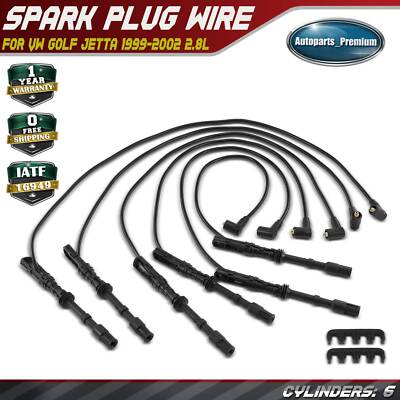 6x Spark Plug Wire Sets for Volkswagen VW Golf Jetta 1999 2000-2002 V6 2.8L 7mm