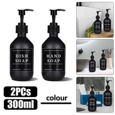2Pcs 300ml Shampoo Conditioner Soap Dispenser Refillable Bottles with 12 Labels