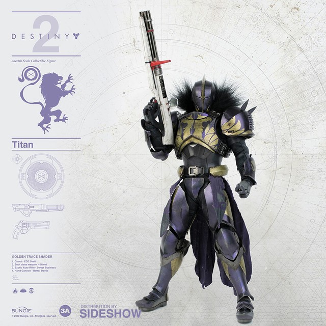 Destiny 2 Titan Golden Trace Shader Sixth Scale figure By Threea Toys