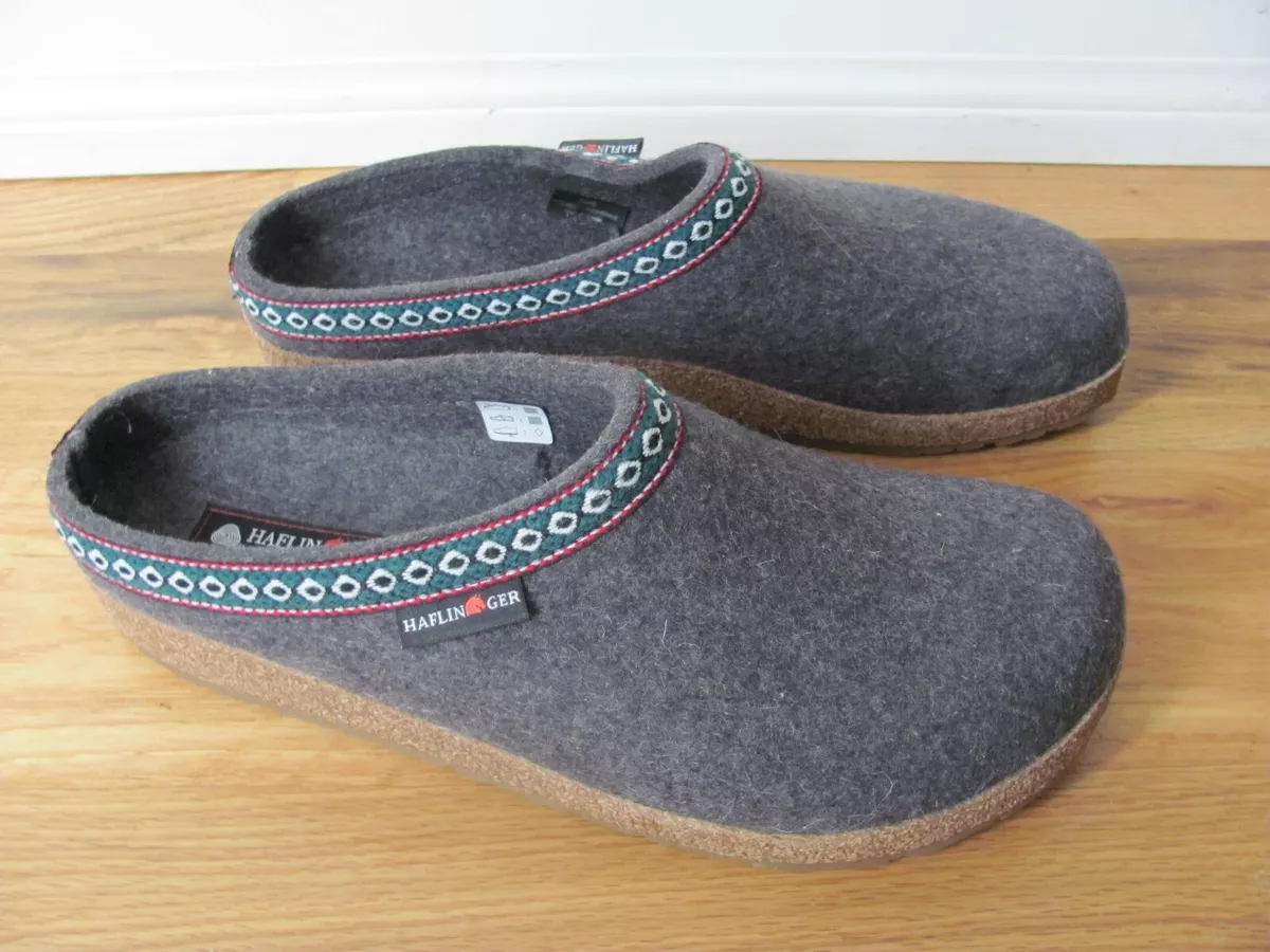 Haflinger GZ Pure New Wool Classic Grizzly Wool Clogs Gray Slip On