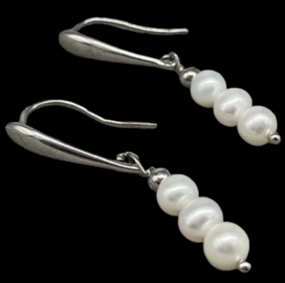 Orecchini di perle da uomo, orecchini pendenti con perle, orecchini da uomo, orecchini pendenti in argento sterling 925, gioielli con perle da uomo, cerchi con croce di perle - Italia