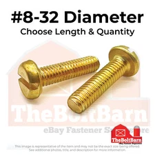#8-32 Brass Slotted Fillister Machine Screws (Choose Length & Qty)