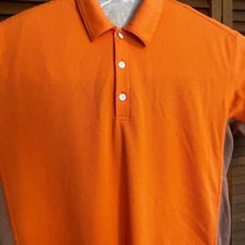 NIKE Golf Polo Shirt Men's Size Large Orange Fit Dry Short Sleeve Logo Polyester