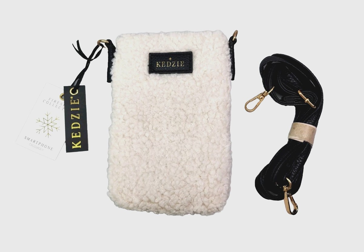 Kedzie Smart Phone Crossbody Bag Purse- White Sherpa 5