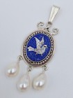 Micro Mosaic Freshwater Pearls Pendant Bird Dove Necklace Italy Antique — photo 10