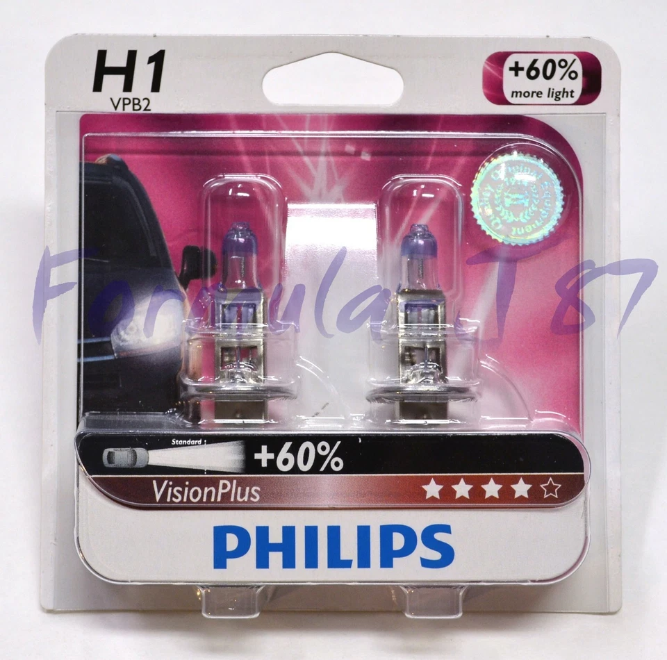 Philips VIIsion Plus 60% H1 55W Dos Bombillas Cabezal Luz Luz Luz Bajo Plug Play Reemplazar Foto 2 de 4