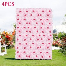 4PCs Silk Rose Artificial Flower Wall Panel Wedding Party Backdrop Decor 40x60CM