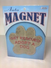 Dog Lover's Paw Print Auto Magnet "Get Rescued, Adopt A Dog" NEW