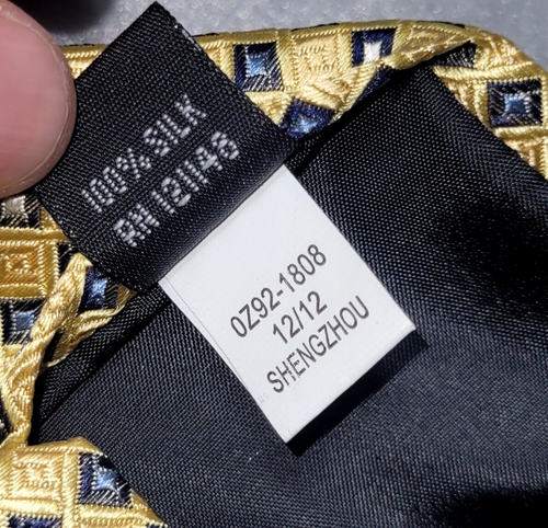 CANTERBURY J. KHAKI Boy's LOT 2 Yellow/Blue SILK Printed PRE-TIED Zippered TIES - Picture 5 of 6