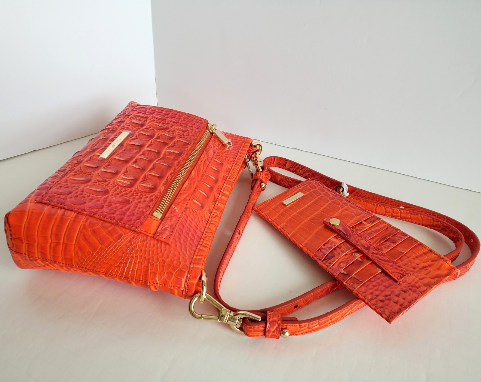 Brahmin Vida Crossbody Flame Melbourne Leather Convertible Bag with Tag