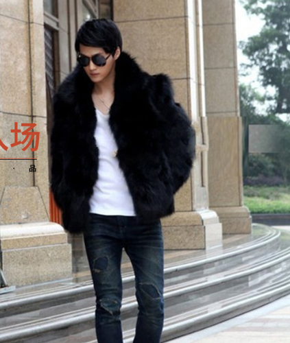 New Winter Men's Faux Fur Short Coat Slim Fit Thick Jacket Solid Warm Outerwear - Picture 10 of 13