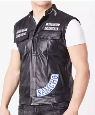 Men's SOA Sons of Anarchy Charlie Hunnam Real Leather Vest | Men's Leather vest