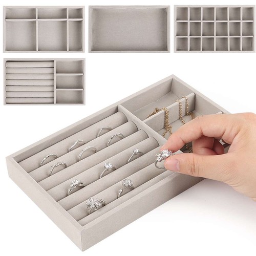 Jewelry Organizer Storage Case Velvet Jewelry Drawer Insert Display for Store - Picture 3 of 17