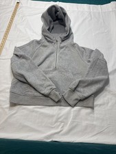 Cropped Half Zip Hoodie Women  s Gray Athletic Sweatshirt Sz L