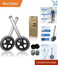 Walker Wheels Replacement 5 Inch Rubber Aluminum for Seniors Mobility