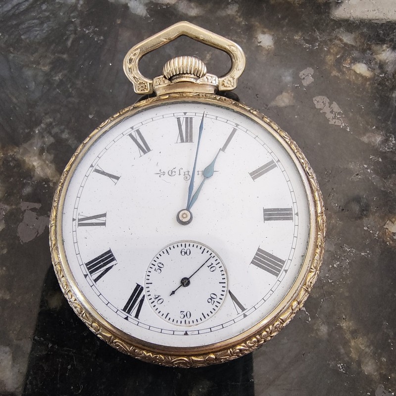 Vintage 1904 Elgin Pocket Watch 12s 17J Adjusted Grade 313 Fancy Case RUNS