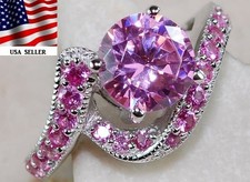 3CT Treated Pink Sapphire 925 Solid Sterling Silver Ring Jewelry Sz 6 MK1-2