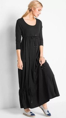 FREEMANS Drawstring Waist Maxi Dress in Black  Medium  UK 14/16  (FM186-4)