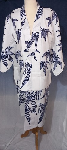 Stunning Genuine Vintage 1930s Japanese Cotton Yukata Kimono Pool Beach Spa Robe - Picture 2 of 7