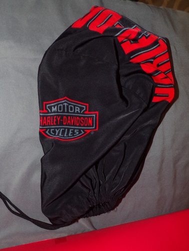 Harley-Davidson Helmet Bag Cover Black Red Logo Drawstring Unisex NICE CLEAN - Picture 3 of 3