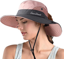 Women'S Ponytail Safari Sun Hat,Wide Brim UV Protection Outdoor Bucket Hat,Folda