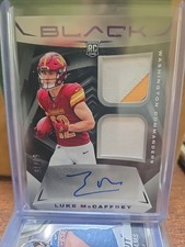 LUKE McCAFFREY 2024 PANINI BLACK ROOKIE DUAL PATCH AUTOGRAPH #57/75 COMMANDERS!