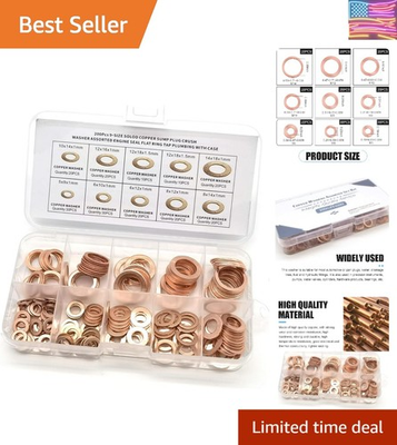 #ad #ad 200PCS Flat Washers Assortment Kit 9 Sizes Copper Metric Sealing Crush Washe... $15.76