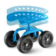 Rolling Garden Seat, Garden Cart with 360° Swivel Work Seat & Adjustable Heig...