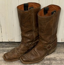 Vintage Dingo 11 D Chocolate Brown Leather Square Toe Engineer Biker Boots USA