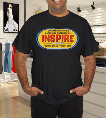 Inspire Driven Vintage Racing Style Oval Retro Distressed Graphic T-Shirt