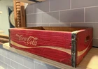 Vintage Coca-Cola Wooden Crate Red Wood W Handles