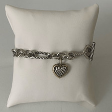 Vintage David Yurman Figaro Link Bracelet With Heart Charm