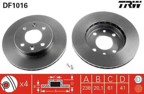 2x BRAKE DISC DF4301 FOR VOLVO 440460480 B18EP/18K/18KP/18KD/18E/18FT 1.7L 4cyl - Picture 8 of 18