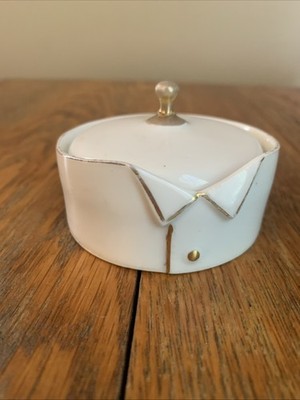 Vtg Vanity Box (Mens)  Tuxedo'' Porcelain Trinket Box Germany Flat Lay Wedding