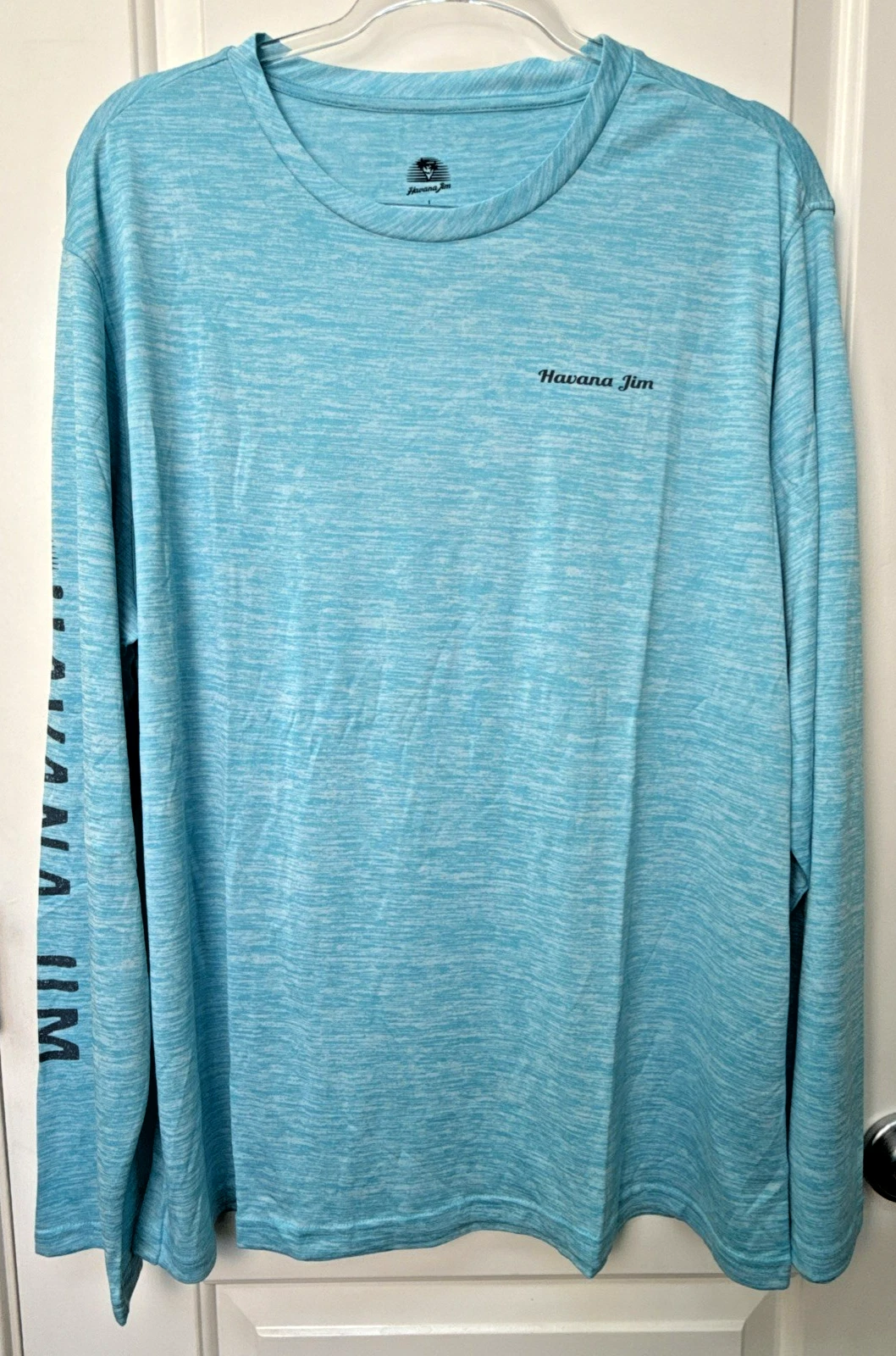 Havana Jim Men’s Cool Tech Tee L Long Sleeves Blue Grab UPF Protect Moisture Wic