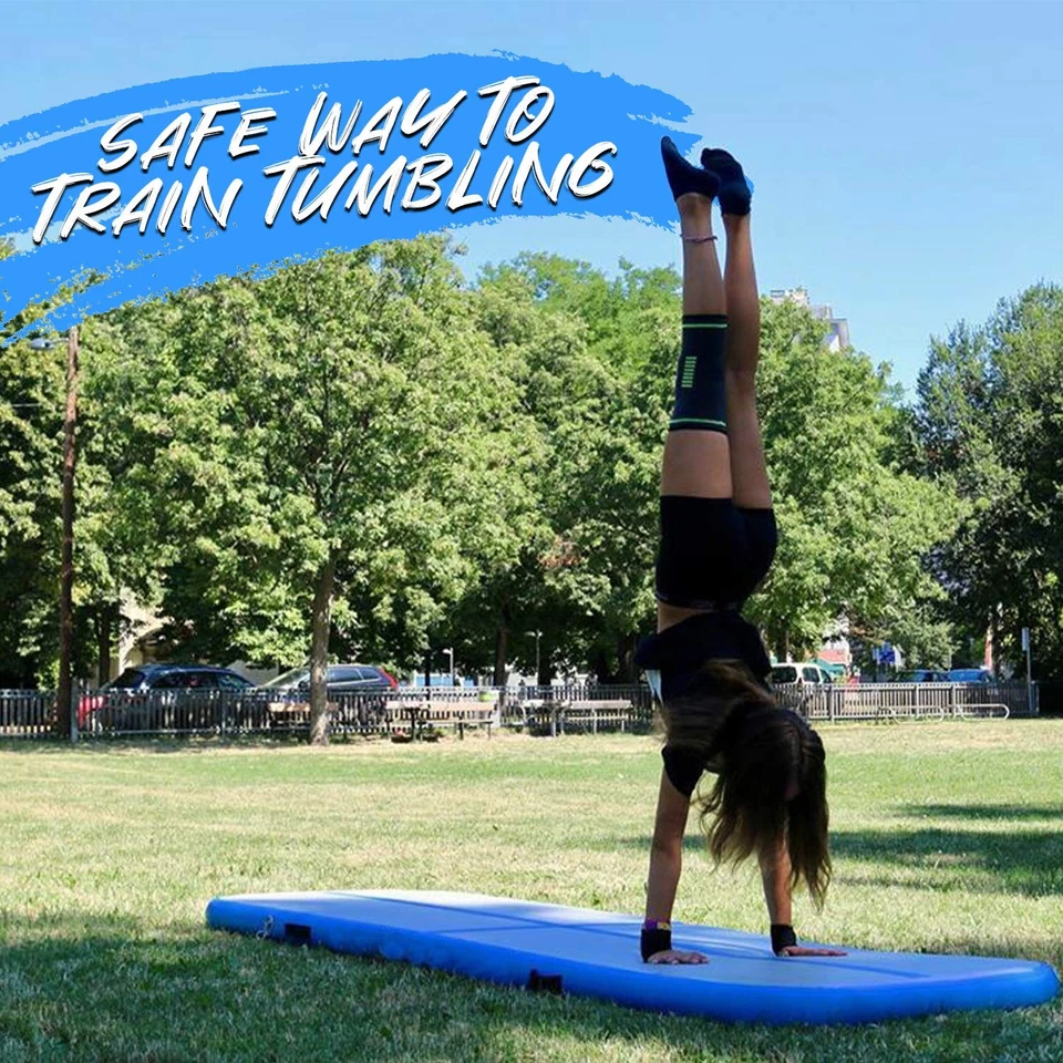 Air Mat Tumble Track - 20 ft como nuevo, bomba de aire eléctrica, 3'3" de ancho x 4" de grosor, Gy... Foto 2 de 4