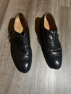 ?BOTTICELLI LEATHER DRESS WINGTIP TIED Shoe 8.5 Vintage BOTTICELLI Black Dress shoes size 10.5 M Made in  main image 2