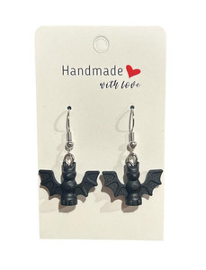 Halloween Bat Dangle Earrings Handmade with LEGO® Bricks Parts