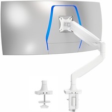 VIVO White Single 40" Ultrawide Computer Monitor Desk Mount, Pneumatic Spring