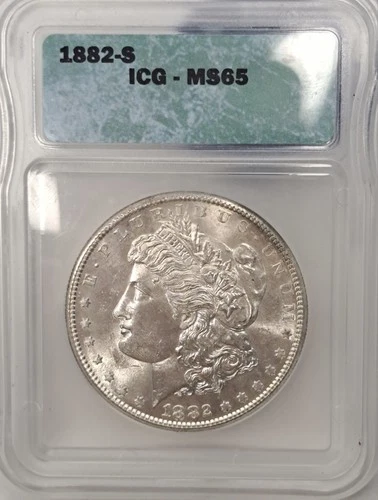 1882-S Morgan Silver Dollar uncirculated IGC MS 65 GEM Rim Edge Toning $P223