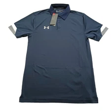 New Under Armour Golf Polo Medium Navy Heat Gear Men's Trophy UPF 30