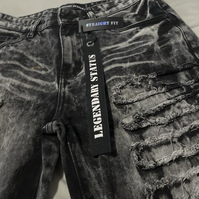 Legendary Status Men s Straight Fit Distressed Charcoal Wash Denim Jeans