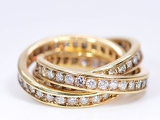 Cartier Trinity Eternity Ring Diamond and 18k Yellow Gold Size UK I